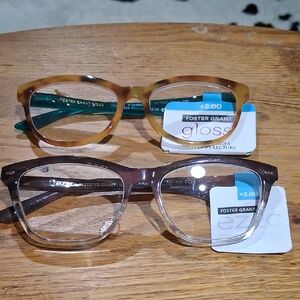 NWT (2)Womens Foster Grant Reading Glasses +2.00